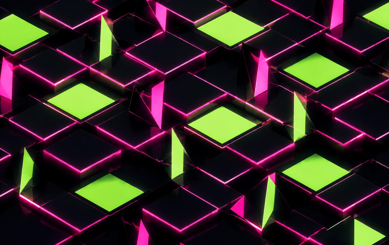Abstrakti neon-kuvitus, joka edustaa pelivalikoimaa
